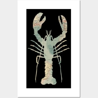 Lobster silhouette from 1905 Atlantic Ocean Posters and Art